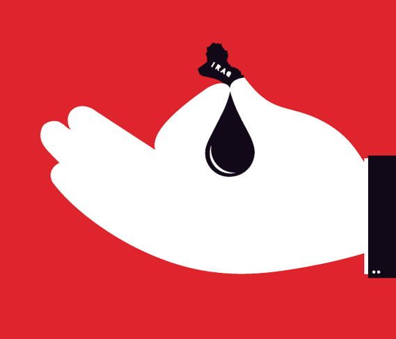 Iraq oil editorial illustration defies the visual pun of what it is all about
