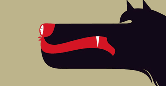 The wolf and little red riding hood -- imposition of negative space tells the story