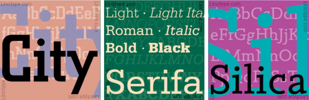City, Serifa and slab serif faces