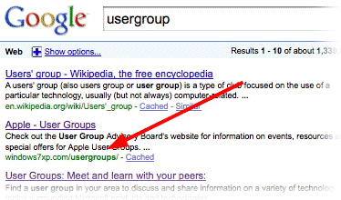 Google search results for usergroup