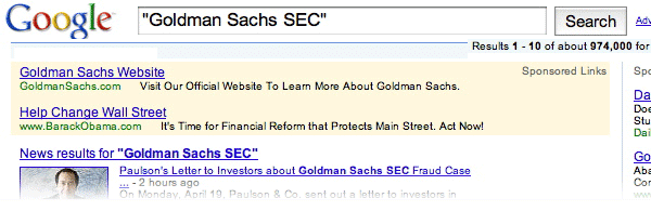 Goldman Sachs SEC search on Google