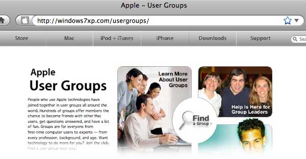the user group section from Apple in a Windows domain