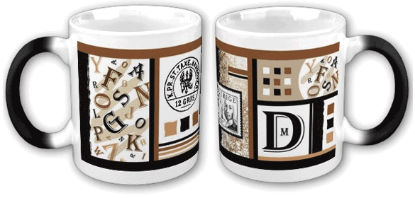 Typographic coffee mugs