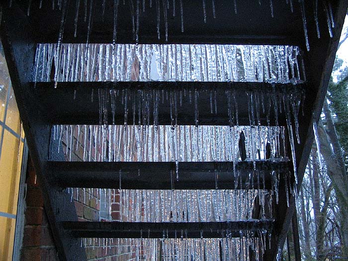 photo of ice covered stairs