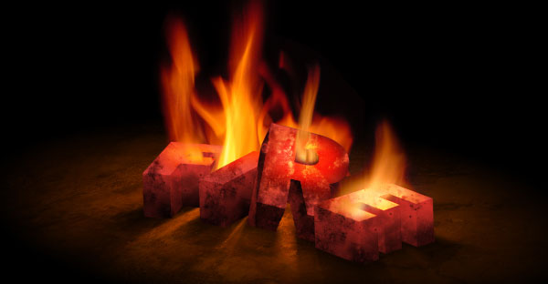 3D Text on Fire