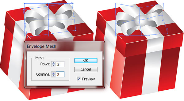 Use the Envelope Mesh tool to adjust the bow