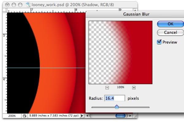 Gaussian Blur shades the circle from highlight and shadow areas