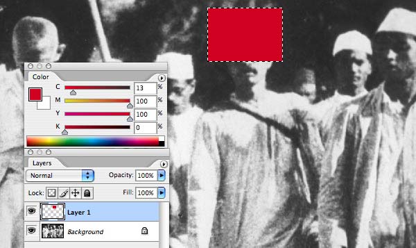 creating a layer for the red color
