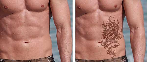 Photoshop Tattoo before and after