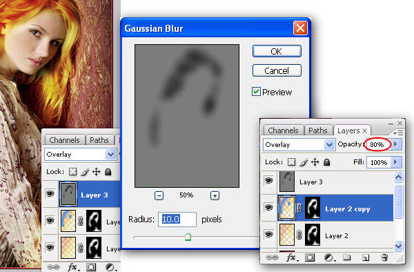 Make fill layer 50% gray and apply Gaussian Blur