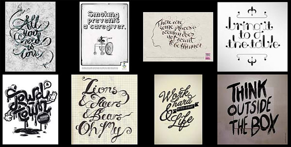 type and lettering inspiration in monochromatic designs