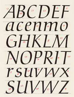 Drawing for Shakespeare italic typeface by Hermann Zapf