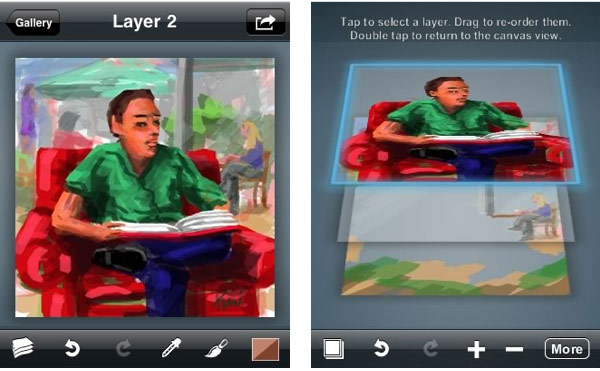 iPhone app can create up to five layers in each drawing