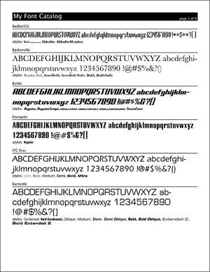  InDesign Font Catalog